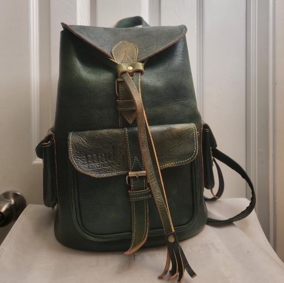 Women\'s Brown Leather Backpack with Front Pockets main image 8